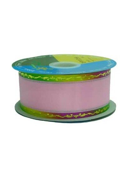 레인보우금박리본3.5cm(전체폭5.4cm)핑크/연두35yd