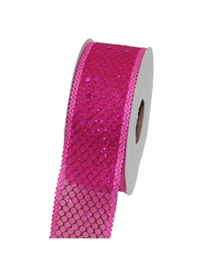 그물리본3.2cm(꽃핑크)