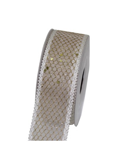 그물리본3.2cm(금색)
