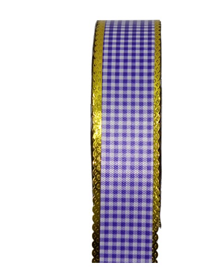 체크금줄수지리본3.2cm(보라)
