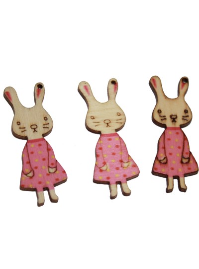 목각토끼1.5cm*5cm(핑크)20개