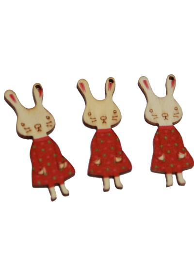 목각토끼1.5cm*5cm(빨강)20개