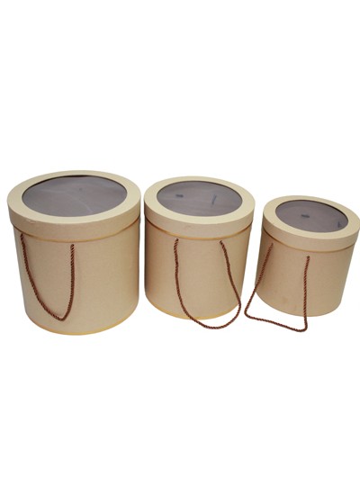 원형박스끈투명창3p(크라프트)