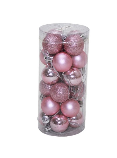 크리스마스볼3cm(핑크)24개