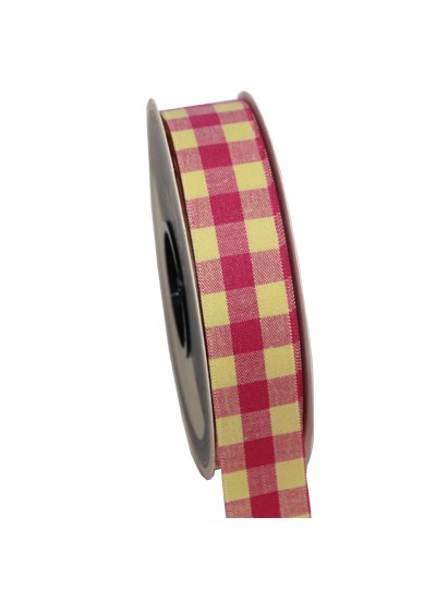 베이직면체크리본2.5cm(진핑/옐로우)25yd