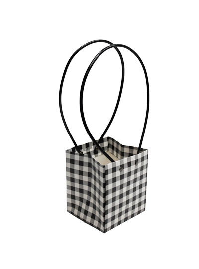 체크방수쇼핑백 정사각10cm용(블랙)10개