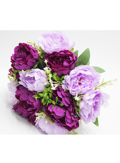 부케작약부쉬 조화(보라)13줄기