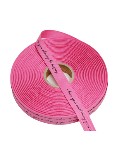 레터링 골직리본1.5cm(love,happy)진핑크50yd